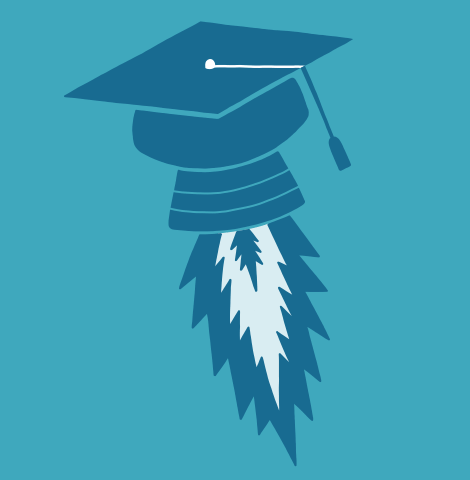 Grafik eines Abschluss-Hutes mit einem stilisierten Blatt, das eine Verbindung zwischen Bildung und Natur symbolisiert. Ideal für Inhalte über nachhaltige Bildung oder ökologische Studiengänge.