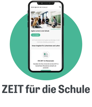 Smartphone zeigt die Website "2027 Beruf die Schule" mit Informationen über agiles Lernen und Angebote für Lehrer.
